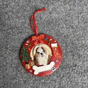 Pet Dog Christmas Ornament Shih Tzu Tan And‎ White  Dog Bone Can Be Personalized